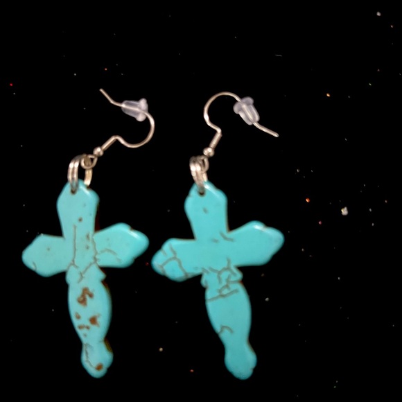 New turquoise cross earrings - Picture 1 of 1